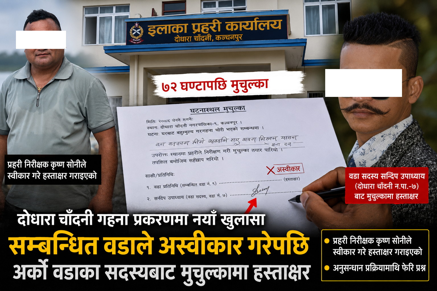 गहना प्रकरणमा प्रहरीको अर्को जुक्ति? सम्बन्धित वडाले नमानेपछि अर्को वडाका सदस्यबाट हस्ताक्षर